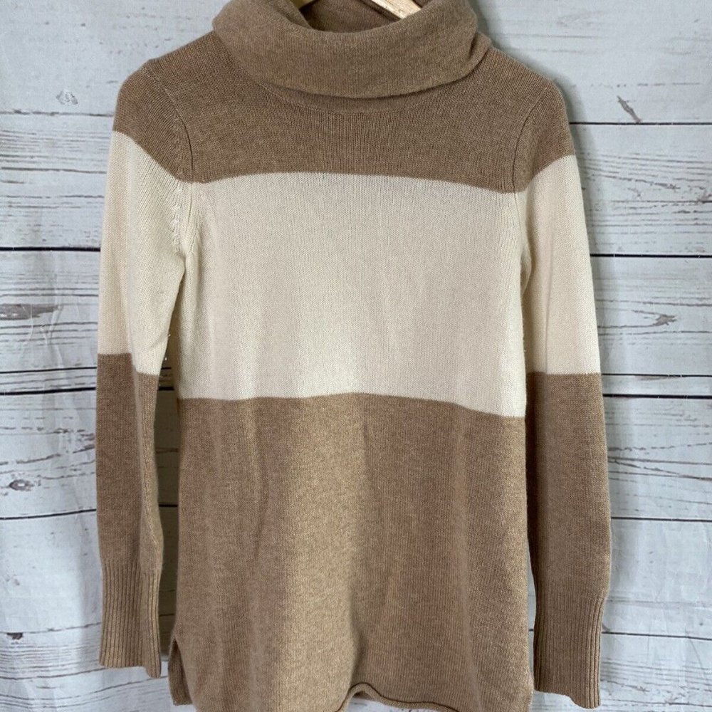Athleta Chalet Turtleneck Sweater Earth Tones 100% Cashmere Long Sleeve S